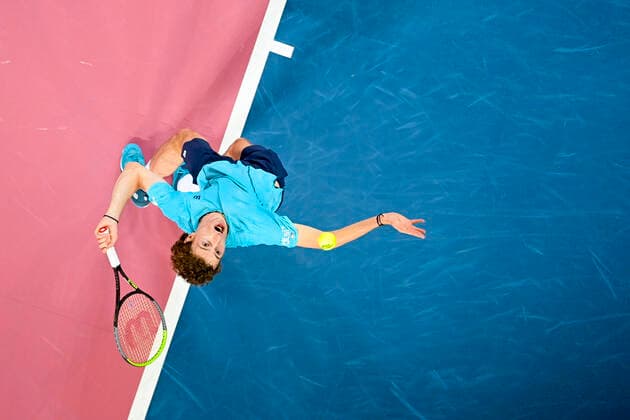 Ugo Humbert (Fra) TENNIS : Open Sud de France 2021 - Montpellier - 24 02 2021 JBAutissier Panoramic 