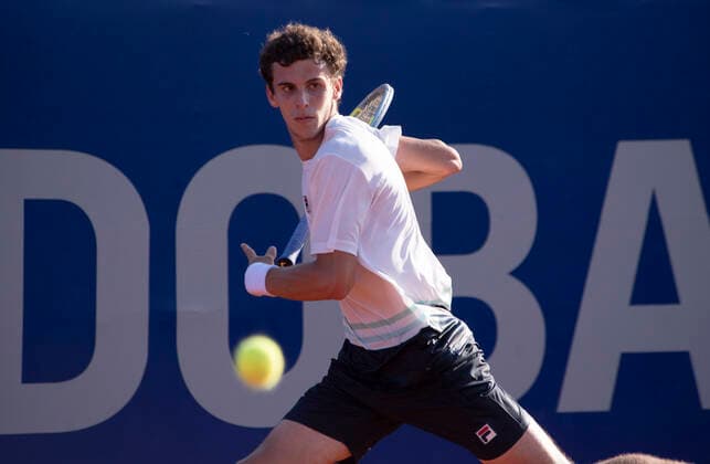 February 25, 2021, Cordoba Capital, Cordoba, Argentina: Tennis player Juan Manuel Cerundolo (335) ARG..Juan Manuel Cerundolo (335) ARG wins 6-7, 7-5, 6-2 over Miomir Kecmanovic (41) SRB Cordoba Capital Argentina - ZUMAb196 20210225_zip_b196_049 Copyright: xDanielxBustosx