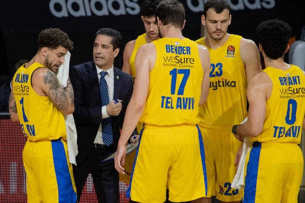 Tel Avivs Head coach Ioannis SFAIROPOULOS. Basketball, FC Bayern - Tel Aviv, Euroleague, Saison 2020-2021, am 25.2.2021 in Muenchen, A U D I D O M E, Deutschland. Quelle Copyright Credit : Oryk HAIST