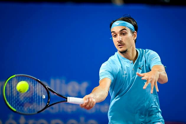 Lorenzo Sonego (Ita) TENNIS : Open Sud de France 2021 - Montpellier - 26 02 2021 JBAutissier Panoramic 