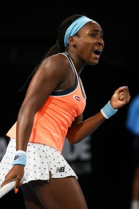 ADELAIDE, AUSTRALIA - FEBRUARY 26: Coco Gauff of United States reacts on a point against Belinda Bencic of Switzerland during their singles match on day five of the Adelaide International tennis tournament at Memorial Drive on February 26, 2021 in Adelaide, Australia. (Photo by Peter Mundy Speed Media Icon Sportswire) TENNIS: FEB 26 - Adelaide International Icon210226244