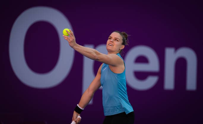 February 26, 2021, DOHA, QATAR: Maria Sakkari of Greece during practice ahead of the 2021 Qatar Total Open WTA, Tennis Damen 500 tournament. DOHA QATAR - ZUMAa181 20210226_zaa_a181_043 Copyright: xRobxPrangex