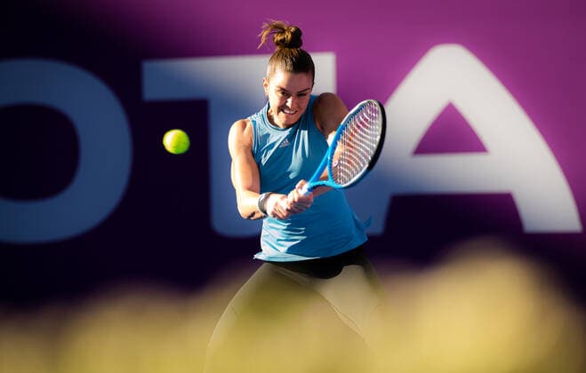 February 26, 2021, DOHA, QATAR: Maria Sakkari of Greece during practice ahead of the 2021 Qatar Total Open WTA, Tennis Damen 500 tournament. DOHA QATAR - ZUMAa181 20210226_zaa_a181_049 Copyright: xRobxPrangex