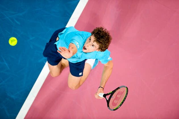 Ugo Humbert (Fra) TENNIS : Open Sud de France 2021 - Montpellier - 26 02 2021 JBAutissier Panoramic 
