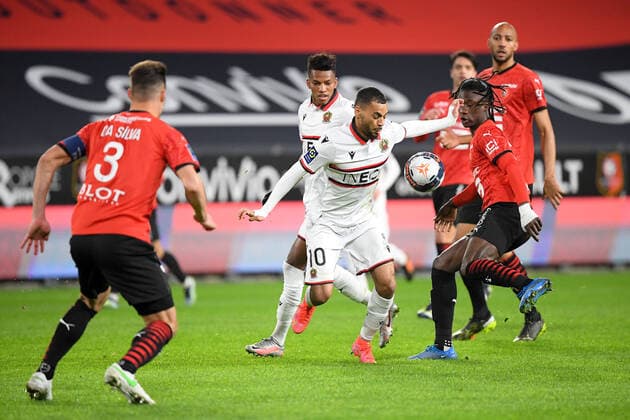 10 ALEXIS CLAUDE MAURICE (NICE) FOOTBALL : Rennes vs Nice - Ligue 1 Uber Eats - 26 02 2021 FEP Panoramic 