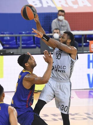 COLE, NORRIS (ASVEL) BASKET BALL : FC Barcelone vs Lyon Villeurbanne - Euroligue - 26 02 2021 PacoLargo Panoramic 