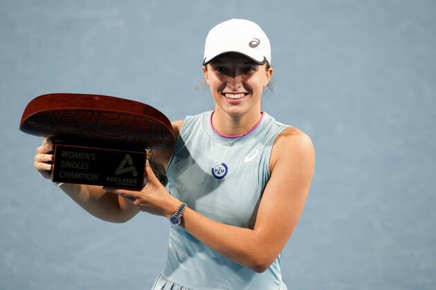 ADELAIDE, AUSTRALIA - FEBRUARY 27: Winner Iga Swiatek of Poland after their singles final match on day six of the Adelaide International tennis tournament at Memorial Drive on February 27, 2021 in Adelaide, Australia. (Photo by Peter Mundy Speed Media Icon Sportswire) TENNIS: FEB 27 - Adelaide International Icon210227182