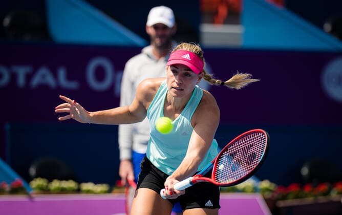 February 27, 2021, DOHA, QATAR: Angelique Kerber of Germany during practice ahead of the 2021 Qatar Total Open WTA, Tennis Damen 500 tournament. DOHA QATAR - ZUMAa181 20210227_zaa_a181_163 Copyright: xRobxPrangex