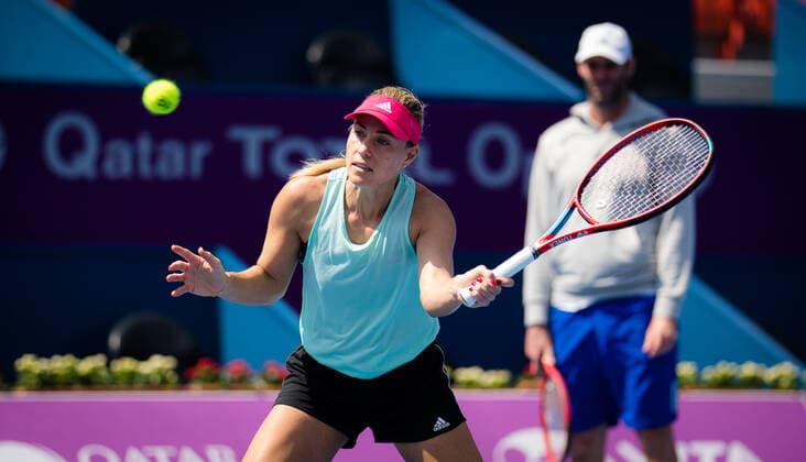 February 27, 2021, DOHA, QATAR: Angelique Kerber of Germany during practice ahead of the 2021 Qatar Total Open WTA, Tennis Damen 500 tournament. DOHA QATAR - ZUMAa181 20210227_zaa_a181_166 Copyright: xRobxPrangex