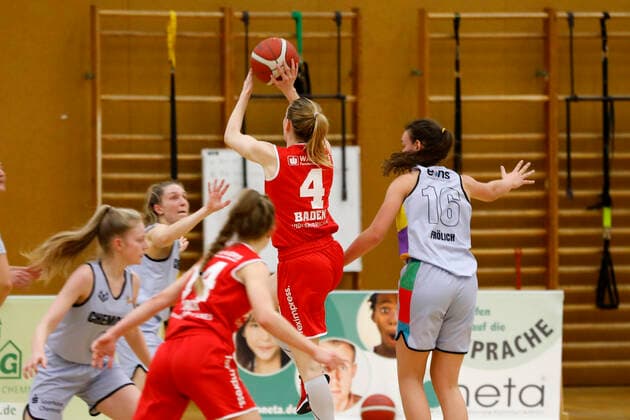 27.02.2021, 2. Toyota Damen Basketball Bundesliga Nord, DBBL, Saison 2020 2021, Damen, Chemcats Chemnitz - BG 89 Avides Hurricanes Andrea Baden, BG 89 Avides Hurricanes Chemnitz Sporthalle am Schlossteich Sachsen Germany