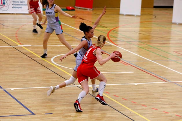27.02.2021, 2. Toyota Damen Basketball Bundesliga Nord, DBBL, Saison 2020 2021, Damen, Chemcats Chemnitz - BG 89 Avides Hurricanes Andrea Baden, BG 89 Avides Hurricanes Chemnitz Sporthalle am Schlossteich Sachsen Germany