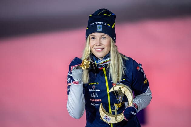 210227 Gold medalist Jonna Sundling of Sweden at the Medal ceremony for the women s cross-country skiing sprint of the FIS Nordic Ski World Championships on February 27, 2021 in Oberstdorf. Photo: Johanna Lundberg BILDBYRAN kod JL JL0084 skidor cross-country skiing langrenn fis nordic world ski championships vm ski-vm skid-vm medaljceremoni medal ceremony 3 bbeng Copyright: JOHANNAxLUNDBERG BB210227JL141