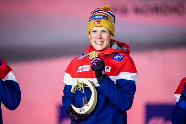 210227 Gold medalist Johannes Hosflot Klaebo of Norway at the Medal ceremony for the men?s cross-country skiing sprint of the FIS Nordic Ski World Championships on February 27, 2021 in Oberstdorf. Photo: Johanna Lundberg BILDBYRAN kod JL JL0084 skidor cross-country skiing langrenn fis nordic world ski championships vm ski-vm skid-vm medaljceremoni medal ceremony 3 bbeng Copyright: JOHANNAxLUNDBERG BB210227JL149