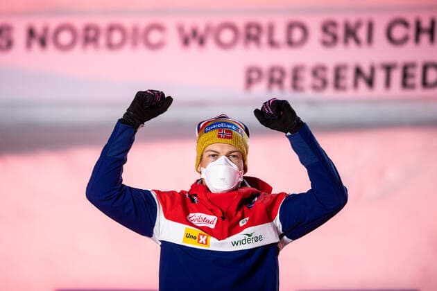 210227 Gold medalist Johannes Hosflot Klaebo of Norway at the Medal ceremony for the men?s cross-country skiing sprint of the FIS Nordic Ski World Championships on February 27, 2021 in Oberstdorf. Photo: Johanna Lundberg BILDBYRAN kod JL JL0084 skidor cross-country skiing langrenn fis nordic world ski championships vm ski-vm skid-vm medaljceremoni medal ceremony 3 bbeng Copyright: JOHANNAxLUNDBERG BB210227JL152