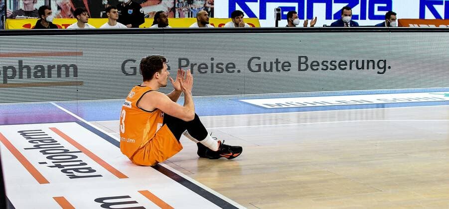 GER, BBL, ratiopharm ulm vs Syntainics MBC 27.02.2021, ratiopharm arena, Neu-Ulm, GER, BBL, ratiopharm ulm vs Syntainics MBC, im Bild Andreas Obst (Ulm, 13)