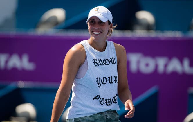 February 27, 2021, DOHA, QATAR: Madison Keys of the United States during practice ahead of the 2021 Qatar Total Open WTA, Tennis Damen 500 tournament. DOHA QATAR - ZUMAa181 20210227_zaa_a181_308 Copyright: xRobxPrangex
