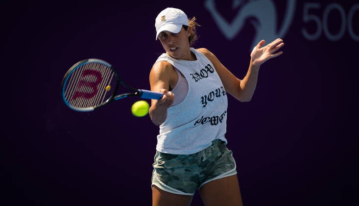 February 27, 2021, DOHA, QATAR: Madison Keys of the United States during practice ahead of the 2021 Qatar Total Open WTA, Tennis Damen 500 tournament. DOHA QATAR - ZUMAa181 20210227_zaa_a181_311 Copyright: xRobxPrangex