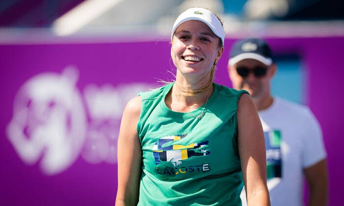 February 27, 2021, DOHA, QATAR: Anett Kontaveit of Estonia during practice ahead of the 2021 Qatar Total Open WTA, Tennis Damen 500 tournament. DOHA QATAR - ZUMAa181 20210227_zaa_a181_317 Copyright: xRobxPrangex