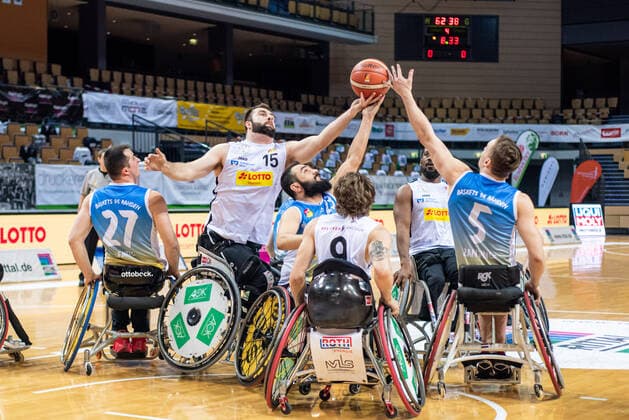 RBBL; RSV Lahn-Dill - Baskets 96 Rahden, 27.02.21 Michael Auprince ( 15 RSV Lahn-Dill), Elvis Fakic ( 27 Baskets 96 Rahden), Krzystof Bandura ( 99 Baskets 96 Rahden), Mustafa Korkmaz ( 23 Baskets 96 Rahden), Simon Brown ( 5 RSV Lahn-Dill), Quinten Zantinge ( 5 Baskets 96 Rahden), Brian Bell ( 8 RSV Lahn-Dill) Rittal Arena, Wetzlar, 27.02.21 Copyright: xBEAUTIFULxSPORTS Roeczeyx