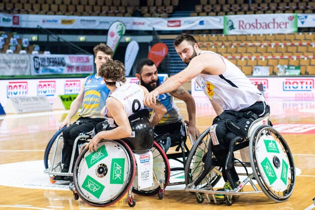 RBBL; RSV Lahn-Dill - Baskets 96 Rahden, 27.02.21 Michael Auprince ( 15 RSV Lahn-Dill), Mustafa Korkmaz ( 23 Baskets 96 Rahden), Kallum Stafford ( 8 Baskets 96 Rahden), Christopher Huber ( 9 RSV Lahn-Dill) Rittal Arena, Wetzlar, 27.02.21 Copyright: xBEAUTIFULxSPORTS Roeczeyx