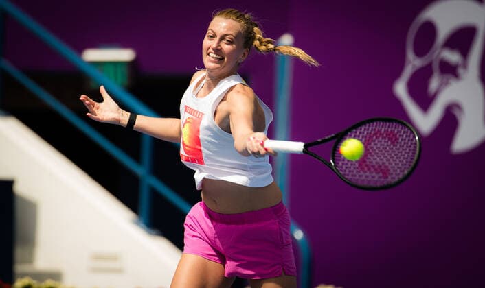 February 28, 2021, DOHA, QATAR: Petra Kvitova of the Czech Republic during practice ahead of the 2021 Qatar Total Open WTA, Tennis Damen 500 tournament. DOHA QATAR - ZUMAa181 20210228_zaa_a181_014 Copyright: xRobxPrangex