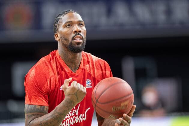 Jalen Reynolds 8 (FC Bayern), during warmup, FC Bayern Basketball vs. s.Oliver Wuerzburg, BBL, 28.02.2021 Muenchen Bayern Deutschland