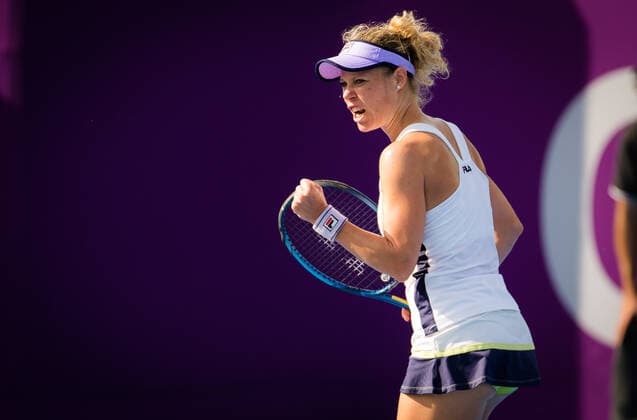 February 28, 2021, DOHA, QATAR: Laura Siegemund of Germany in action during the second qualifications round of the 2021 Qatar Total Open WTA, Tennis Damen 500 tournament against Elena-Gabriela Ruse of Romania DOHA QATAR - ZUMAa181 20210228_zaa_a181_035 Copyright: xRobxPrangex