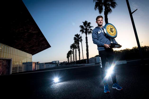 David Goffin (Bel) posant avec le trophee du Vainqueur TENNIS : Open Sud de France 2021 - Finale Simple messieurs - Montpellier - 28 02 2021 JBAutissier Panoramic 