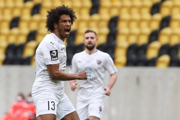 3. Liga - Dynamo Dresden - FC Ingolstadt 04 - Francisco Da Silva Caiuby (13, FCI) schreit 3. Liga - FC Ingolstadt 04 Saison 2020 2021 Dynamo Dresden *** 3 Liga Dynamo Dresden FC Ingolstadt 04 Francisco Da Silva Caiuby 13, FCI screams 3 Liga FC Ingolstadt 04 season 2020 2021 Dynamo Dresden