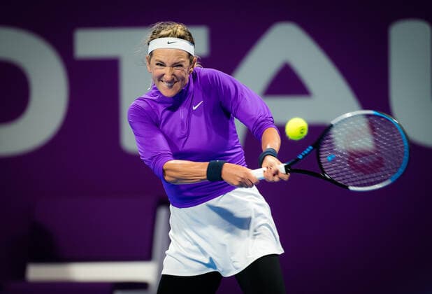 March 1, 2021, DOHA, QATAR: Victoria Azarenka of Belarus in action during the first round of the 2021 Qatar Total Open WTA, Tennis Damen 500 tournament against Svetlana Kuznetsova of Russia DOHA QATAR - ZUMAa181 20210301_zaa_a181_128 Copyright: xRobxPrangex