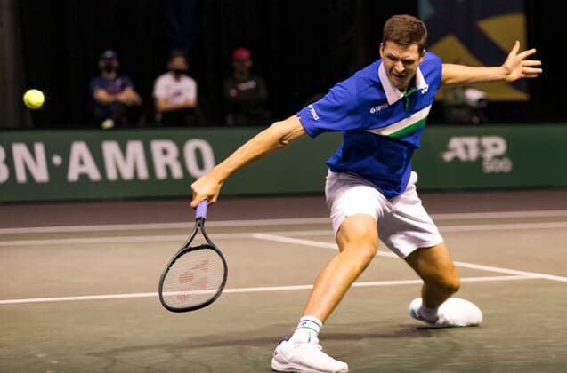 Rotterdam, The Netherlands, 2 march 2021, ABNAMRO World Tennis Tournament, Ahoy, First round match: Huber Hurkacz (POL). XhenkkosterX  Copyright: xAlyssaxvanxHeystx