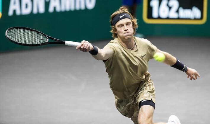 Sport Bilder des Tages Tournament in Rotterdam, The Netherlands, 02 March 2021. The ATP, Tennis Herren tournament in Ahoy takes place without an audience due to the corona pandemic. ANP KOEN SUYK xVIxANPxSportx xxANPxIVx