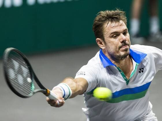 ROTTERDAM - Stan Wawrinka (SUI) in action against Karen Khachanov (RUS) on the second day of the ABN AMRO World Tennis Tournament in Rotterdam, The Netherlands, 02 March 2021. The ATP, Tennis Herren tournament in Ahoy takes place without an audience due to the corona pandemic. ANP KOEN SUYK xVIxANPxSportx xxANPxIVx
