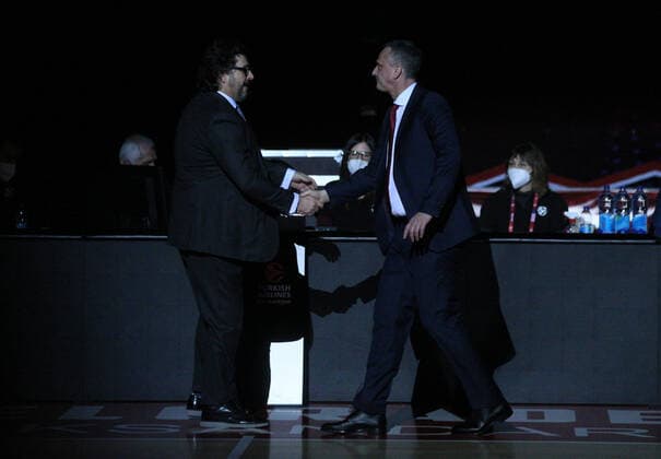 Trinchieri Andrea, Dejan Radonjic Turkish Airlines EuroLeague Regular Season, 2 March, 02.03.2021 Crvena Zvezda mts Belgrade vs FC Bayern Munich , Basketball, Turkish Airlines EuroLeague Regular Season, 2 March, 02.03.2021 Beograd Copyright: xEIBNER NikolaxKrsticx EP_EER