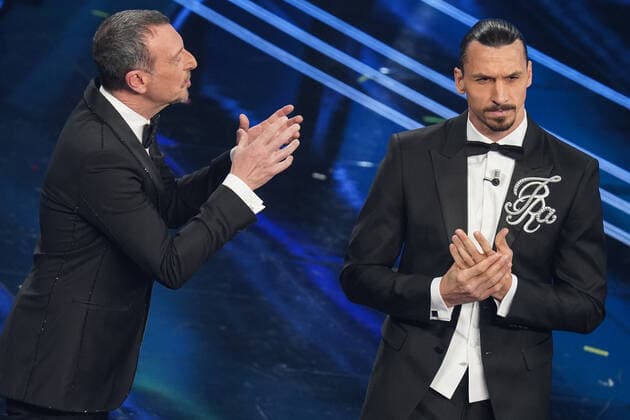 210302 Zlatan Ibrahimovic attends the Sanremo Music Festival 2021 on March 3, 2021 in Sanremo. Photo: Image Photo Bildbyran fotboll football soccer serie a milan zlatan ibrahimovic San remo Sanremo festivalen Copyright: IMAGExPHOTO BB210302BB589