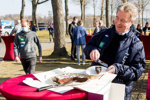 03.03.2021, xfrx, Fußball 50 jaehriges Bestehen von Turbine Potsdam emspor, v.l. Praesident Rolf Kutzmutz (Turbine Potsdam) (DFL DFB REGULATIONS PROHIBIT ANY USE OF PHOTOGRAPHS as IMAGE SEQUENCES and or QUASI-VIDEO) Potsdam