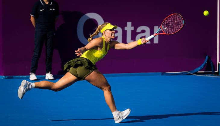 March 3, 2021, DOHA, QATAR: Angelique Kerber of Germany in action during her second-round match at the 2021 Qatar Total Open WTA, Tennis Damen 500 tournament against Anett Kontaveit of Estonia DOHA QATAR - ZUMAa181 20210303_zaa_a181_030 Copyright: xRobxPrangex