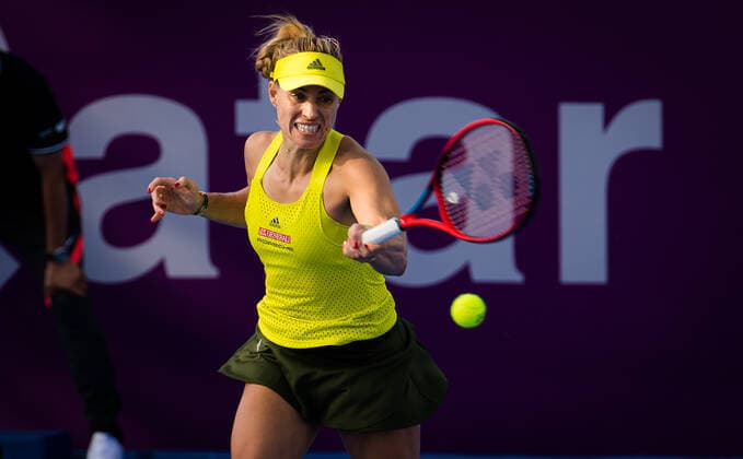 March 3, 2021, DOHA, QATAR: Angelique Kerber of Germany in action during her second-round match at the 2021 Qatar Total Open WTA, Tennis Damen 500 tournament against Anett Kontaveit of Estonia DOHA QATAR - ZUMAa181 20210303_zaa_a181_036 Copyright: xRobxPrangex