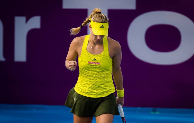 March 3, 2021, DOHA, QATAR: Angelique Kerber of Germany in action during her second-round match at the 2021 Qatar Total Open WTA, Tennis Damen 500 tournament against Anett Kontaveit of Estonia DOHA QATAR - ZUMAa181 20210303_zaa_a181_037 Copyright: xRobxPrangex