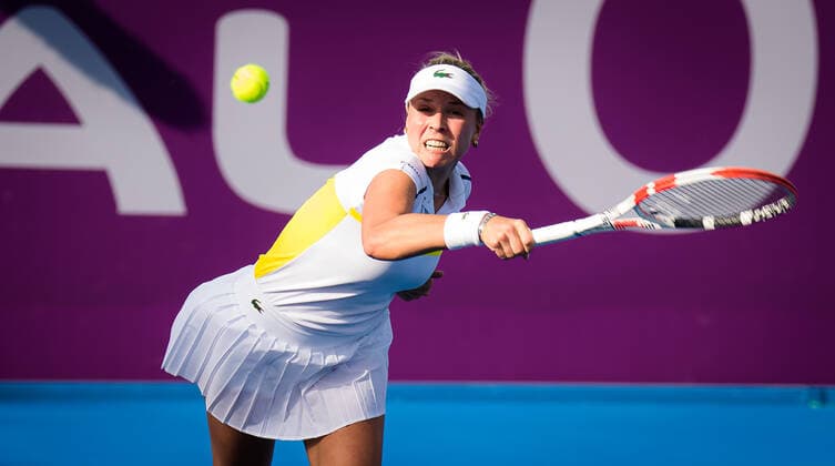 March 3, 2021, DOHA, QATAR: ANETT KONTAVEIT of Estonia in action during her second-round match at the 2021 Qatar Total Open WTA, Tennis Damen 500 tournament against A. Kerber of Germany. Kontaveit won 6:1, 6:4. DOHA QATAR - ZUMAa181 20210303_zaa_a181_034 Copyright: xRobxPrangex