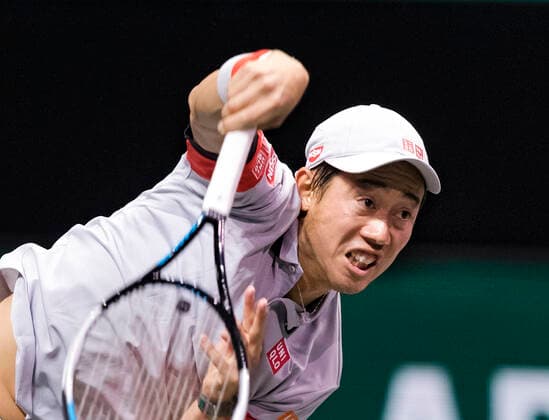 Rotterdam, The Netherlands, 3 march 2021, ABNAMRO World Tennis Tournament, Ahoy, First round doubles: Kei Nishikori (JPN) Alex De Minaur (AUS). Photo: henkkoster  Copyright: xHenkxKosterx