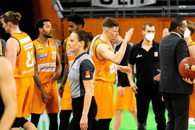 Ratiopharm Ulm gewinnt gegen die Hamburger Towers mit 89:76 Endstand GER, Ratiopharm Ulm vs. Hamburg Towers, easycredit 1.Bundesliga Basketball, 20.Spieltag, Saison 2020 21, 03.03.2021 Ratiopharm Ulm vs. BG Goettingen, 1.Basketball Bundesliga Neu-Ulm Copyright: xEibner-Pressefoto RogerxBuerkex EP_EER