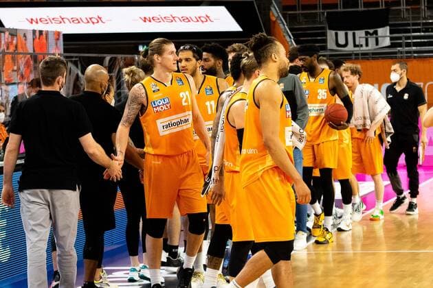 Ratiopharm Ulm gewinnt gegen die Hamburger Towers mit 89:76 Endstand GER, Ratiopharm Ulm vs. Hamburg Towers, easycredit 1.Bundesliga Basketball, 20.Spieltag, Saison 2020 21, 03.03.2021 Ratiopharm Ulm vs. BG Goettingen, 1.Basketball Bundesliga Neu-Ulm Copyright: xEibner-Pressefoto RogerxBuerkex EP_EER