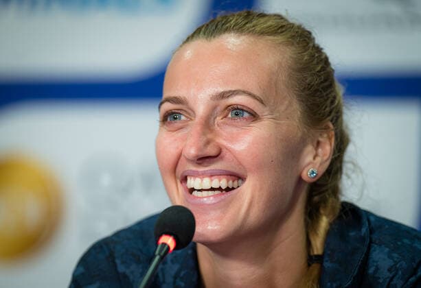 March 3, 2021, DOHA, QATAR: Petra Kvitova of the Czech Republic talks to the media at the 2021 Qatar Total Open WTA, Tennis Damen 500 tournament DOHA QATAR - ZUMAa181 20210303_zaa_a181_180 Copyright: xRobxPrangex