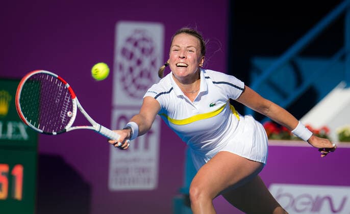 March 4, 2021, DOHA, QATAR: Anett Kontaveit of Estonia in action during the second round at the 2021 Qatar Total Open WTA, Tennis Damen 500 tournament against Petra Kvitova of the Czech Republic DOHA QATAR - ZUMAa181 20210304_zaa_a181_039 Copyright: xRobxPrangex
