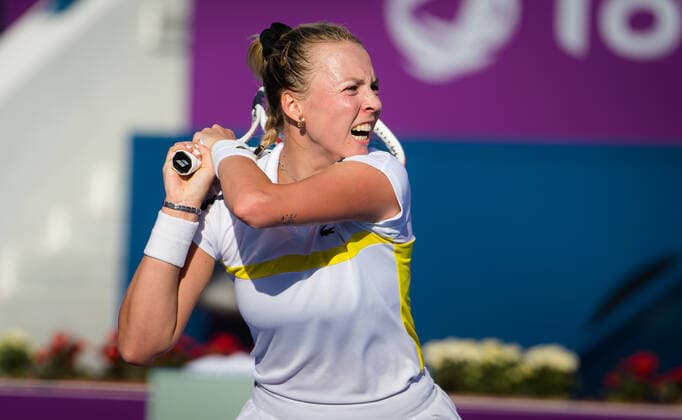 March 4, 2021, DOHA, QATAR: Anett Kontaveit of Estonia in action during the second round at the 2021 Qatar Total Open WTA, Tennis Damen 500 tournament against Petra Kvitova of the Czech Republic DOHA QATAR - ZUMAa181 20210304_zaa_a181_042 Copyright: xRobxPrangex