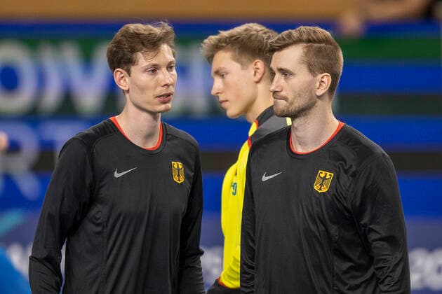 European Athletics Indoor Championships 2021, Torun V.l. Tobias Potye (GER LG Stadtwerke München) , Jonas Wagner (GER Dresdner SC 1898) , Mateusz Przybylko (GER TSV Bayer 04 Leverkusen) - European Athletics Indoor Championships 2021 am 04.03.21 in der Arena Torun in Torun, Polen. Copyright: xBEAUTIFULxSPORTS AxelxKohringx