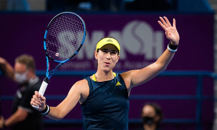 March 4, 2021, DOHA, QATAR: Garbine Muguruza of Spain after reaching the semi-final at the 2021 Qatar Total Open WTA, Tennis Damen 500 tournament DOHA QATAR - ZUMAa181 20210304_zaa_a181_106 Copyright: xRobxPrangex