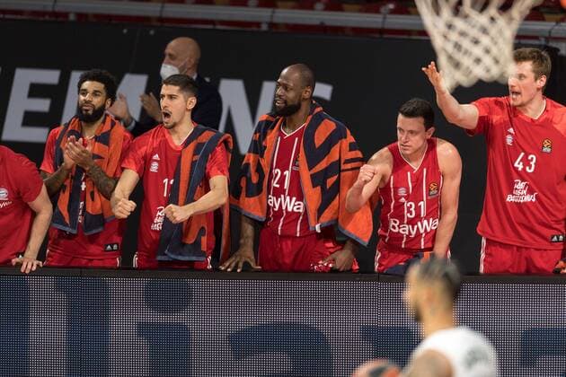 Basketball, Euroleague, FC Bayern München - Panathinaikos Athen. Im Bild Bank bejubelt Korb Punkt. München Audi Dome Bayern Deutschland Copyright: Passion2Press.dex xMarkusxFischerx