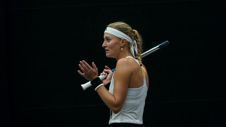 MLADENOVIC Kristina (FRA) vs BADOSA Paula (ESP) TENNIS : Open 6eme Sens - Palais des sports Lyon - 05 03 2021 SandrineTHESILLAT Panoramic 